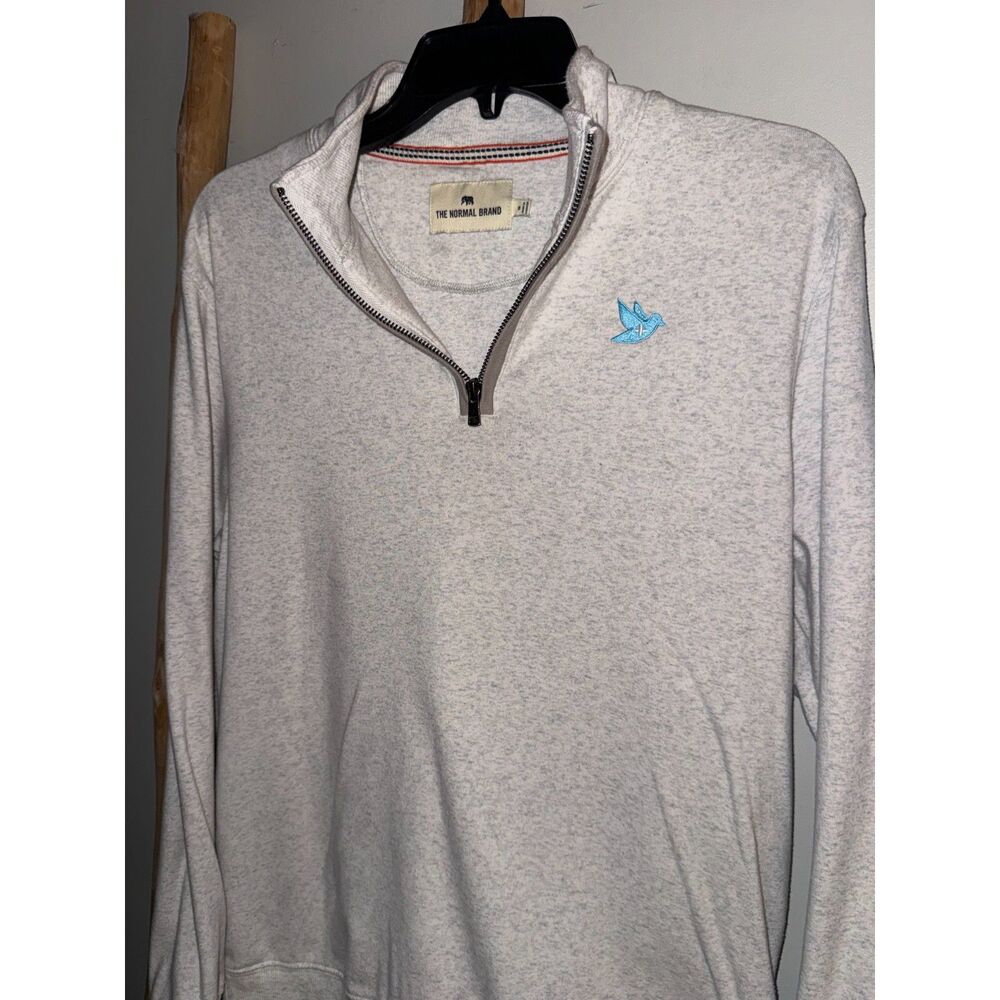 The Normal Brand Quarter Zip Mens M Gray Light Weight Casual Pullover Sweatshirt